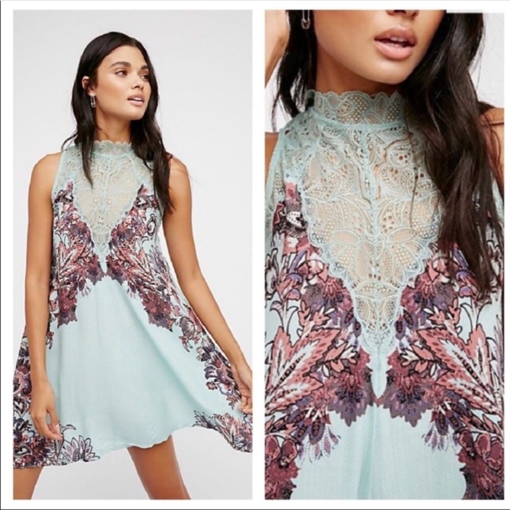 Free People mint combo halter top dress